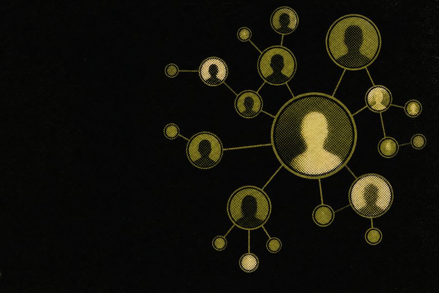 Original artwork for this archive: a constellation of circles joined by thin lines, like a family tree