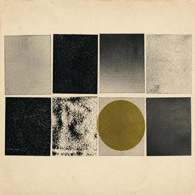 An original printed graphic made for this archive: a grid of eight ink-density squares with one overprinted circle