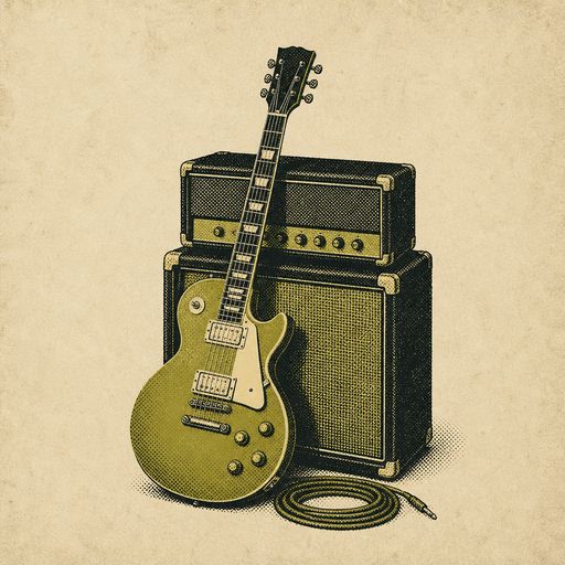 Original artwork for this archive: an electric guitar leaning against a stacked amplifier, its lead coiled on the floor