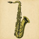A drawn plate of the saxophone